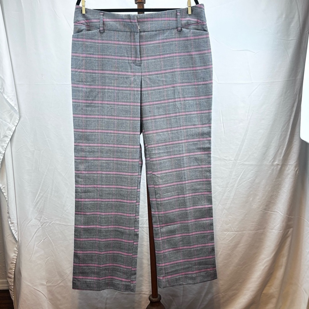 Est 1946 Contemporary Trouser Pants Pink Gray Plaid Women’s Size 16 Slenderizing